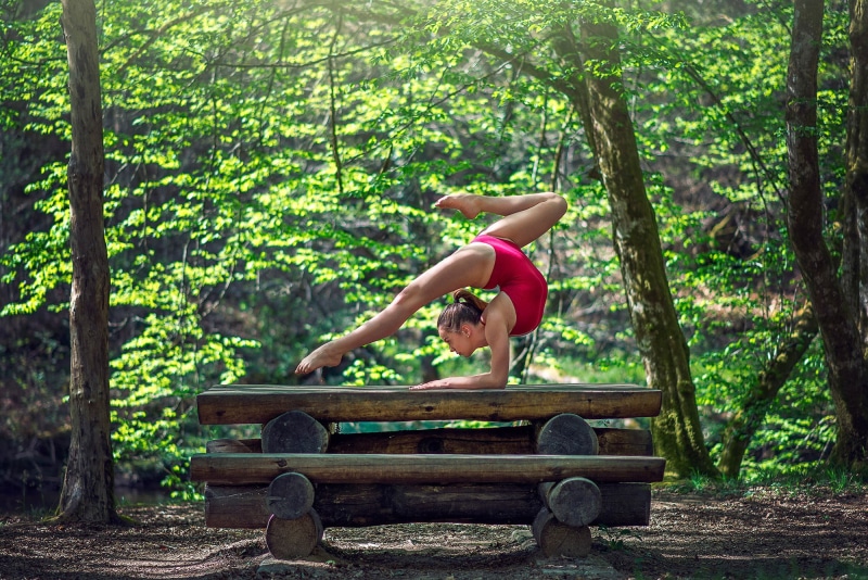 land, women outdoors, one person, green color, outdoors, ballerina, Dimitry Roulland, healthy lifestyle, women, nature, real people, young adult, leotard