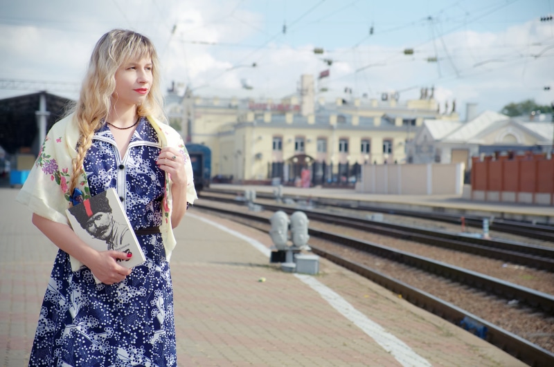 electric train, sleepers, iron, railway, woman, road, 4K, railroad station, moscow, track, rail transportation, beauty, dress, capital, young adult, moscow metro