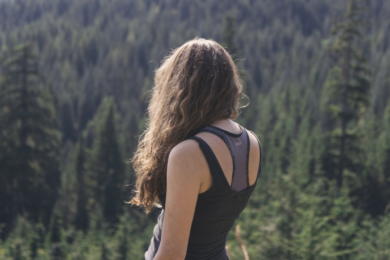 mountain, nature, woman, long hair, woods, color Image, hair, 4K, green, caucasian Ethnicity, hairstyle, facing, women, lifestyles, land, beauty in nature