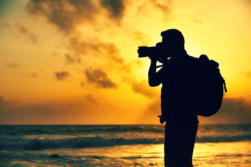 5K, recreational Pursuit, vacations, traveler, enjoyment, back Lit, hobbies, summer, orange color, camera, copy Space, sea, land, silhouette