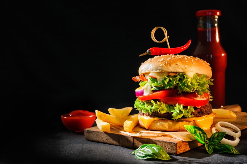 still, 5K, hamburger, burger, fries, life, french