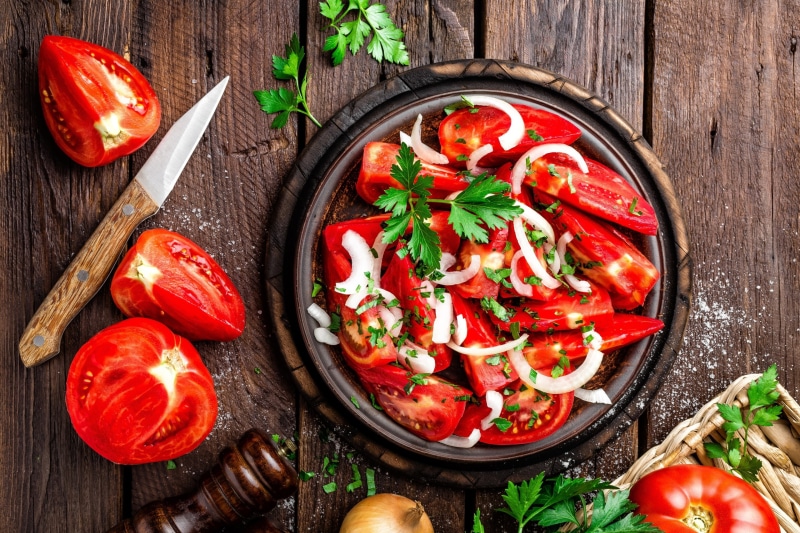 food, vegetables, still life, 2K, tomatoes