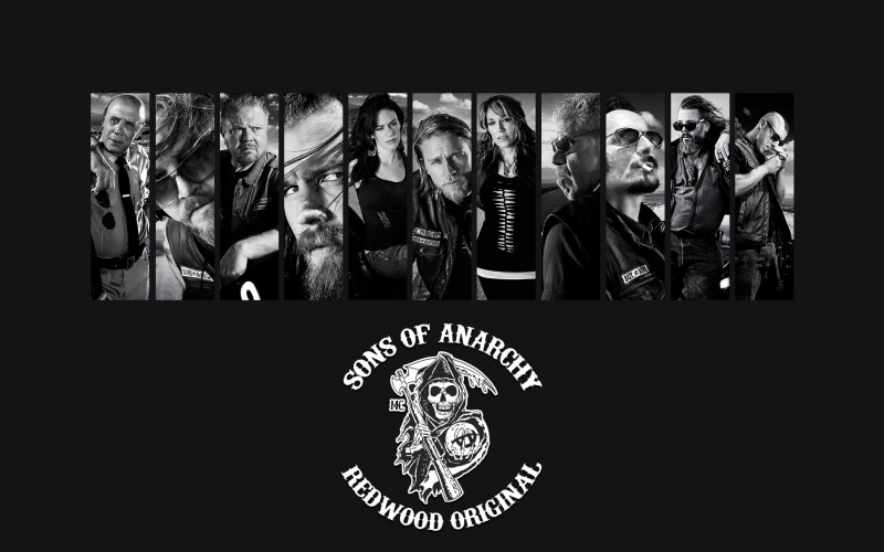 anarchy, motorcycle, grayscale, text, young adult, photo, transfer print, adult, son, 2K, sons of anarchy, vector, sign, human representation, original