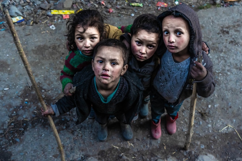 family, apparel, holding, 4K, boys, women, building, portrait, human, sticks, girls, town, innocence, photo, females, looking at camera, kid, front view