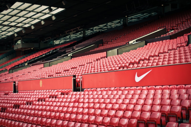 nike, empty, 2K, built structure, repetition, logo, Dream Theater, architecture, large group of objects, no people, red, roof, Theatre of Dreams, day