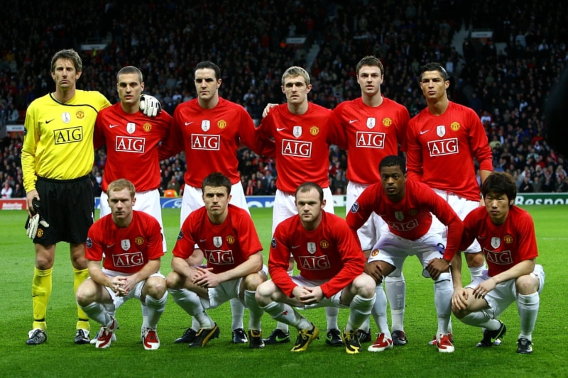 competition, stadium, Football, team, teamwork, grass, muscular Build, Darren Fletcher, success, Edwin van der SAR, Jonny Evans, athlete, caucasian Ethnicity