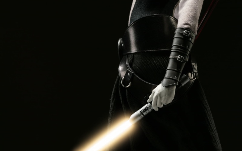 hand, illustration, protection, black background, lightsaber, adult, close-up, limb, leather, Star Wars, activity, copy space, human limb, Jedi, weapon