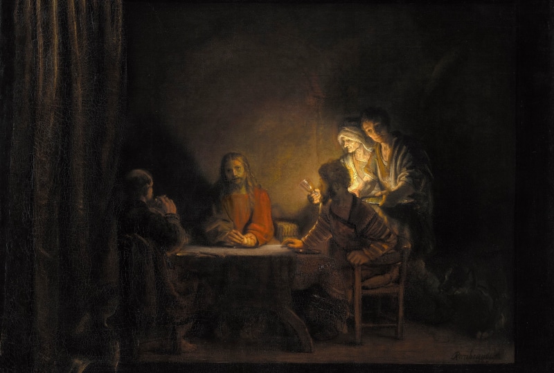 2K, picture, genre, Workshop Of Rembrandt. Supper at Emmaus, Rembrandt van Rijn