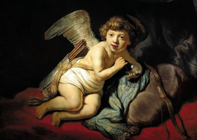 1080P, mythology, Rembrandt van Rijn, picture, Cupid Blowing Soap Bubbles