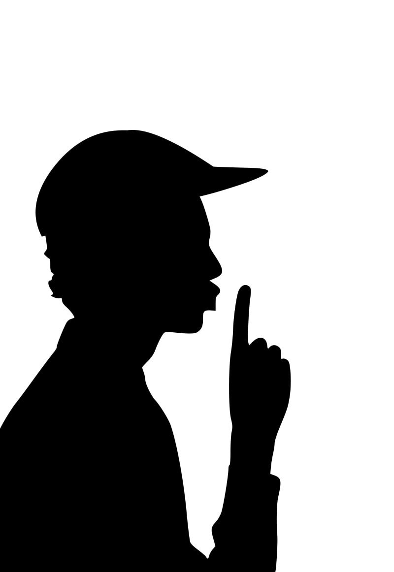 pointing, mouth, one person, teenager, finger, quiet, shushing, headshot, man, shush, shh, lips, silent, standing, men, white background, side view, point