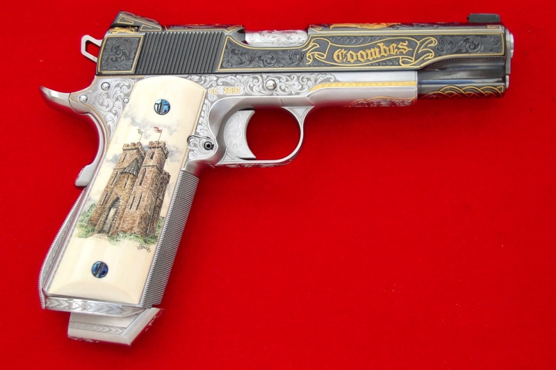brown, gift, the handle, 11.43, arms ltd, caliber, elite, shop, m1911, Gun, security, golden, option, release, weapons, custom weapons, 2K, handgun, automatic