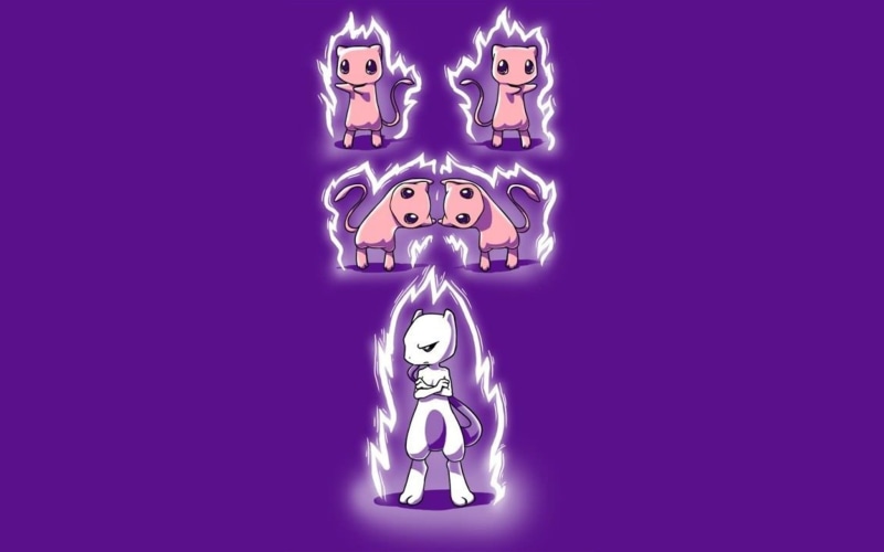Mew, creativity, electricity, lighting equipment, indoors, purple, colored background, Mewtwo, futuristic, no people, light - natural phenomenon