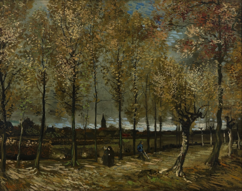 plant, tranquility, painting, fall, scenics, woodland, nature, oil on canvas, artistry, clouds, change, Artistic, no people, growth, environment, tranquil scene