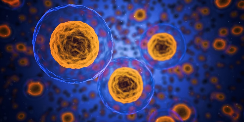 tumor, cancer Cell, no people, dNA, illness, animal Cell, blue, laboratory, science, epidemic, illustration, abstract, water, structure, biology, nerve Cell
