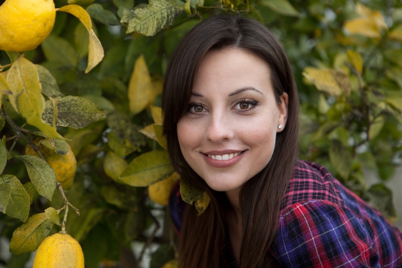 plant, near, harvesting, looking, green Color, people, leaf, s, plaid shirt, fruit, long Hair, ripe, one Person, food, brown Hair, freshness, plaid, leaves