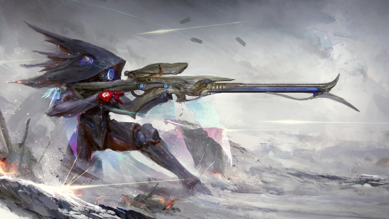spirituality, no people, character, gun, smoke - physical structure, transparent, carrying, animated, animal, vertebrate, Ivara (Warframe), close-up, religion