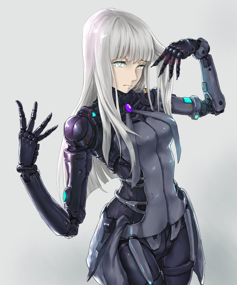 waist up, futuristic, indoors, robot, representation, 720P, portrait, human body part, science, machinery, Blame!, body part, human limb, anime girls