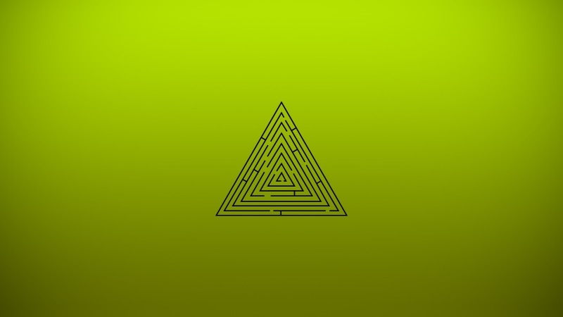 green background, architecture, built structure, indoors, single object, triangle shape, art and craft, design, home ownership, shapes, backgrounds, geometric shape