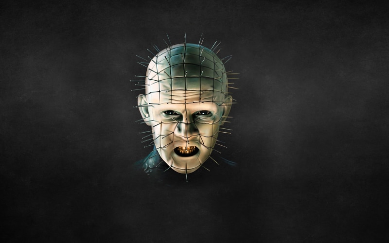 digital composite, the dark background, shape, body part, geometric shape, illustration, human body part, Hellraiser, nails, Pinhead, 1080P, black background