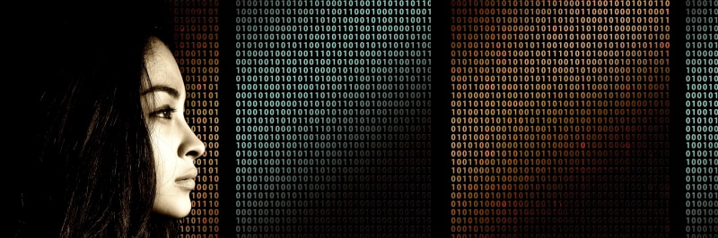 computer, contemplation, face, woman, human body part, close-up, headshot, young women, leisure activity, digitization, pattern, social network, one person
