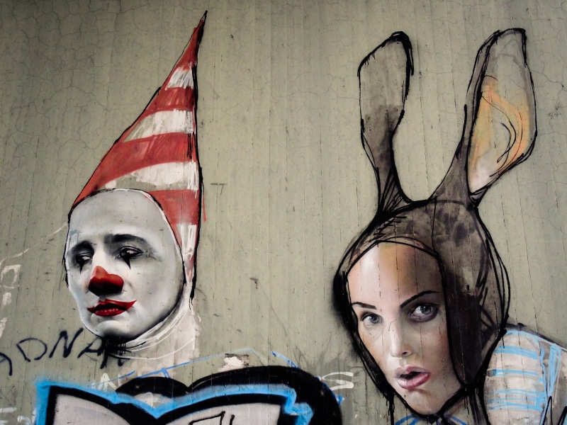 human representation, day, artfully, decoration, hare, painting, hat, 5K, real people, painted, one woman only, red, headshot, young adult, art, paint