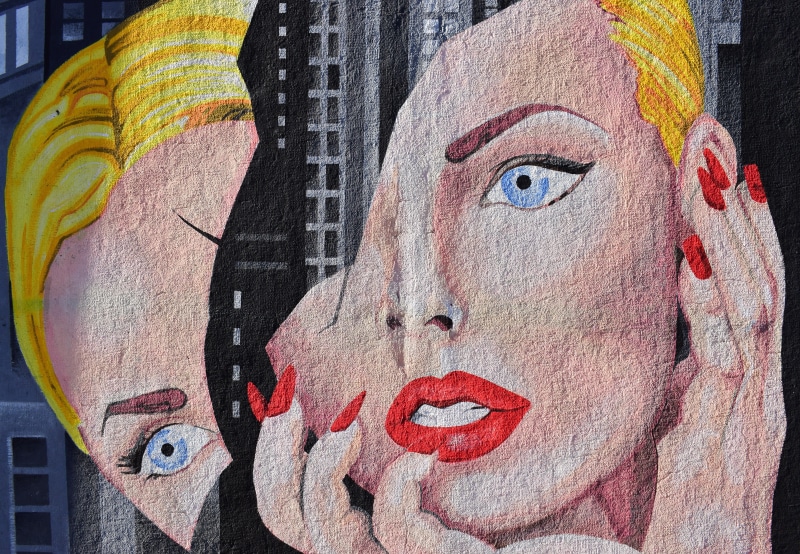 person, male likeness, 5K, no people, human representation, craft, female likeness, red fingernal, gray, painted, representation, street art, graffiti