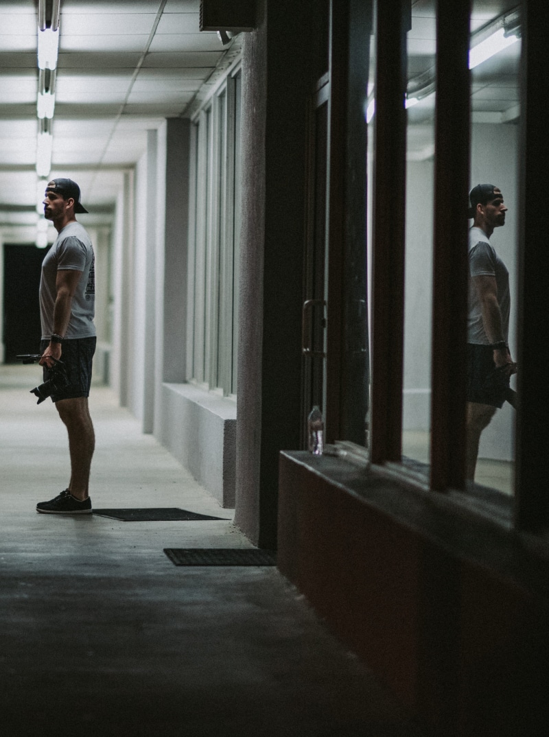 glass, night, 2K, side view, grateful, full length, near, architecture, reflection, young men, contemplation, wise, fashion, standing, man, casual clothing
