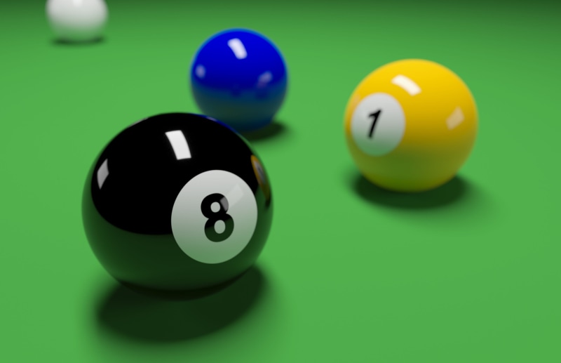no people, odds, leisure activity, sport, tactics, 2K, table, eight-ball, sphere, balls, money, group of objects, 8, pool ball, number, colored background
