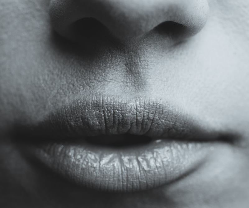 body part, anxiety, adult, 4K, people, human nose, person, skin, photography, black and white, selective focus, human face, focus, one person, human lips