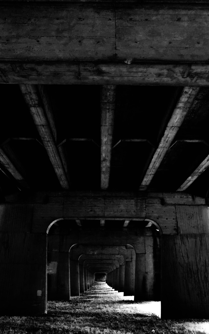 indoors, shadows, connection, architecture, depression, empty, abandoned, built structure, diminishing perspective, bridge, the way forward, underneath