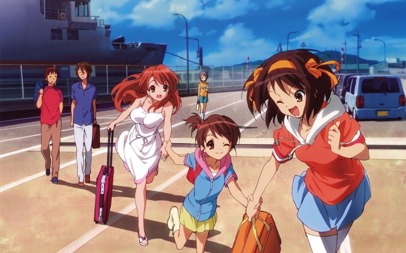 women, sea, 1080P, child, group of people, outdoors, childhood, sky, front view, city, sport, real people, delay, females, street, suzumiya, fun, friendship