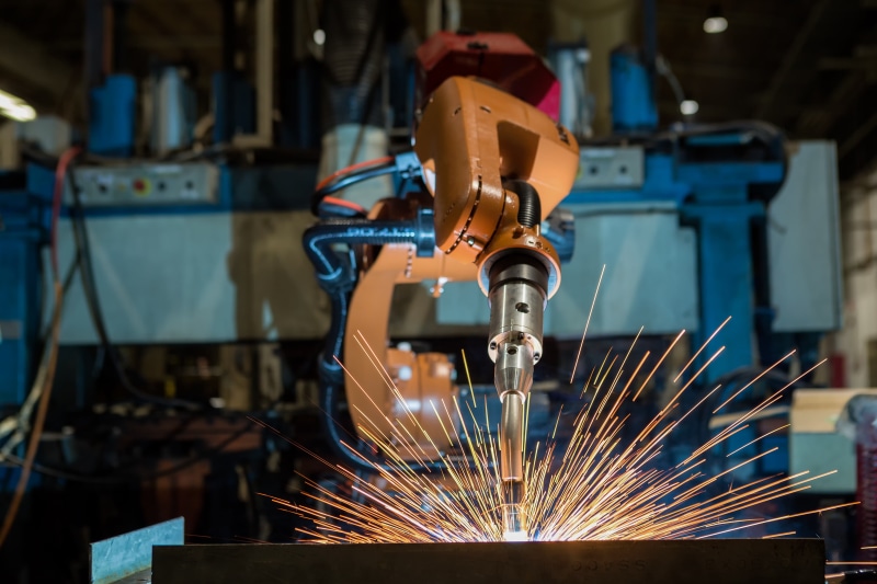 precision, Robotic welding, sparks, 4K