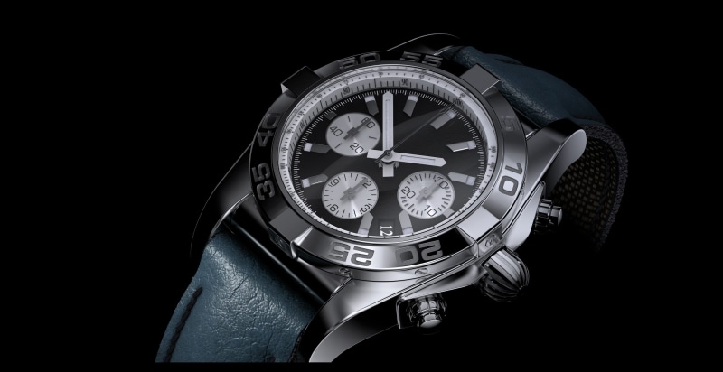 man made object, accuracy, instrument, clock, wrist watch, luxury, background, time, chronograph, leather, copy space, chrome, silver, studio shot, 3d model