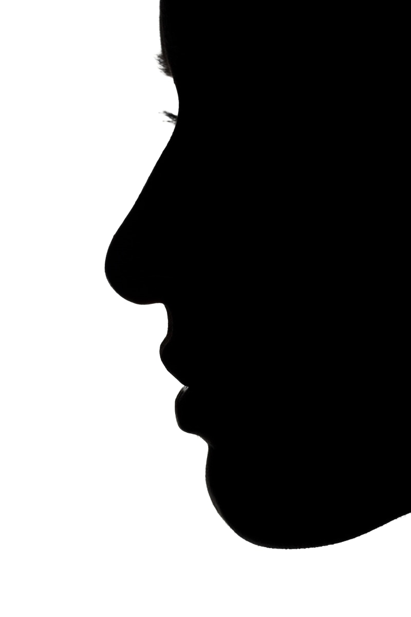 portrait, lifestyles, people, human face, studio, side view, aesthetics, white background, young adult, exposure, contact, adult, studio shot, beautiful