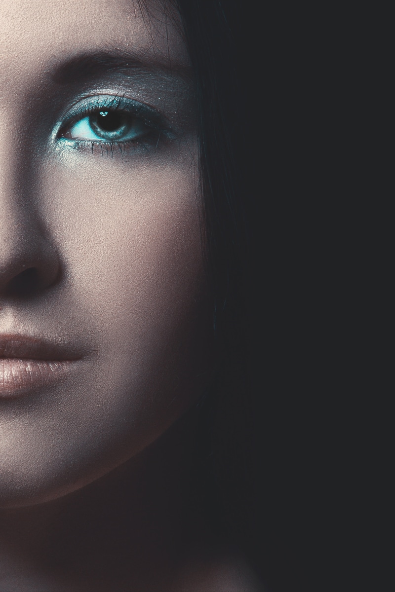 s, hair, females, young Adult, face, vampire girl, makeup, copy space, studio shot, portrait, female, left, body part, painting, black background, hairstyle