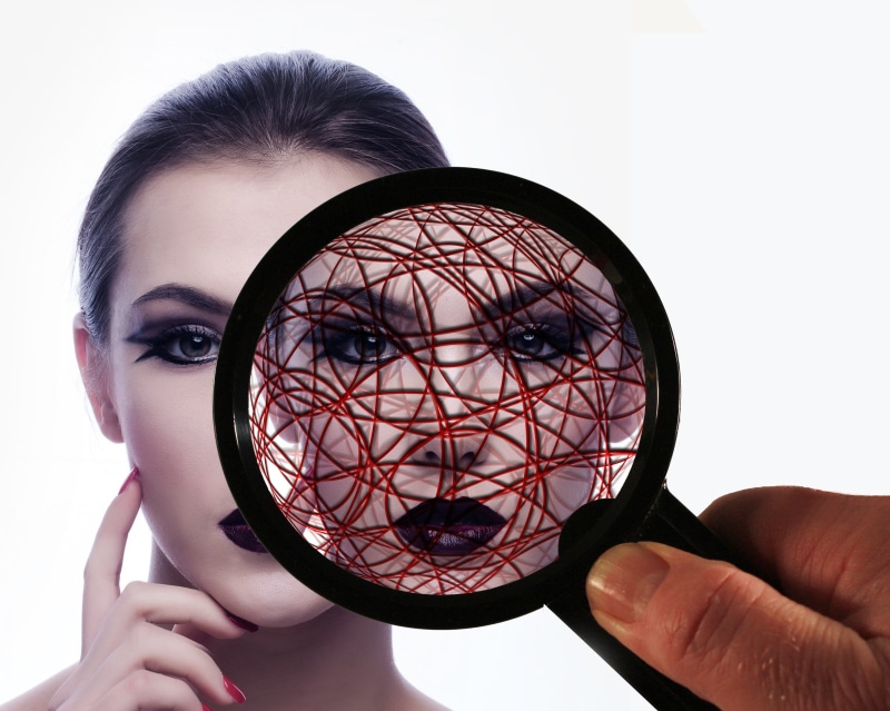 studio shot, black, headshot, hand, human body part, white background, adult, women, examine, shape, mirror, cut out, real people, human face, structure