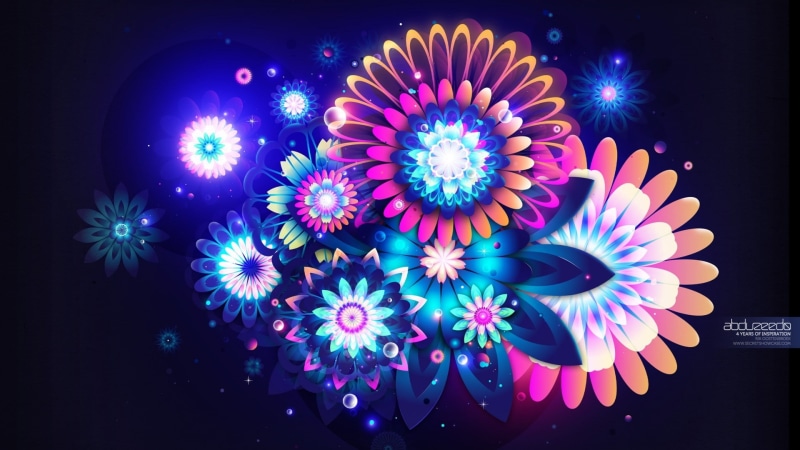 1080P, digital art, abstract, flowers, Rik Oostenbroek