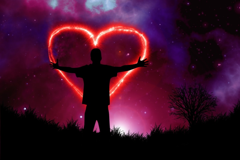 valentines day, middle, astronomy, love, heart, celebration, universe, greeting card, romance, greeting, human arm, star - space, human limb, person, arms raised