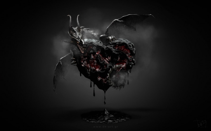 1080P, abstract, digital/artwork, heart, hd, dragon