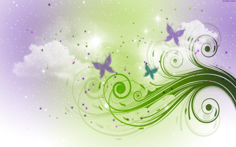 print, flair, 1080P, clouds, 3d and abstract, illustration, abstract, butterflies, white, butterfly, green, simple, purple, graphics