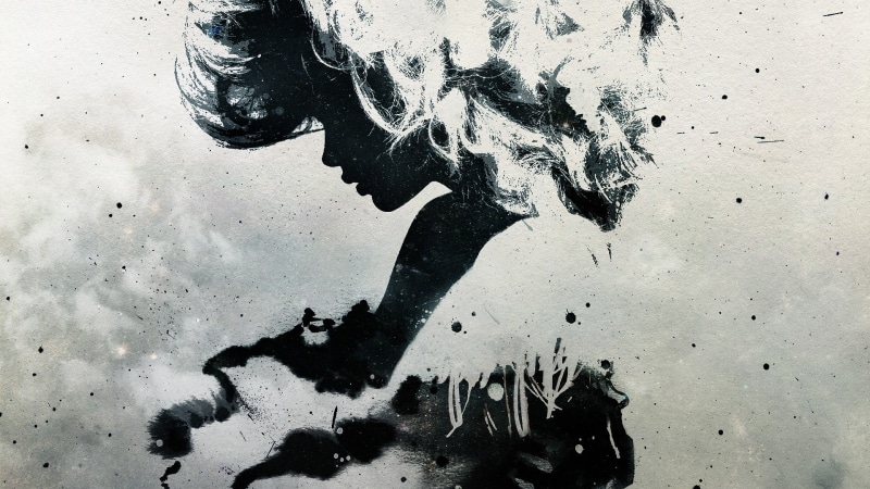 white, gray, abstract, hair, illustration, 1080P, digital/artwork, black, grey, hd