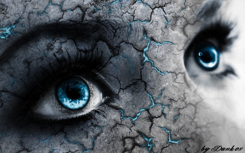 human eye, portrait, digital art, close-up, eyebrow, eyelash, 1080P, women, looking at camera, fantasy art, eyesight, blue, human body part, one person