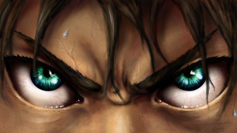 eyelash, eyes, green, make-up, human body part, Green Eyes, eyeball, Shingeki No Kyojin, young adult, iris - eye, Anime, eyesight, human face, human eye