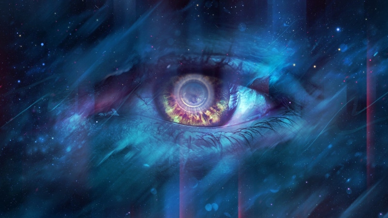 digital composite, eye, people, human face, body part, dots, lines, human body part, 1080P, looking, eyes, eyesight, eyeball, astronomy, blue, iris - eye