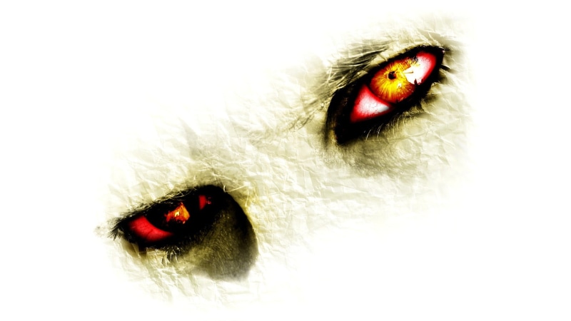 red, illustration, indoors, white background, paper, digital art, iris - eye, extreme close-up, closeup, isolated color, sensory perception, animal eye