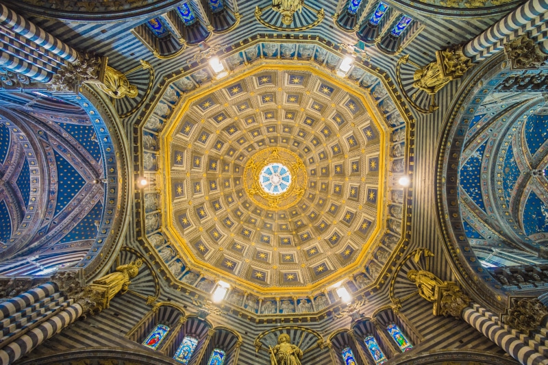 indoors, ornate, historical, ceiling, cupola, no people, detail, statues, fresco, low angle view, art and craft, travel destinations, catholiicsm, building exterior