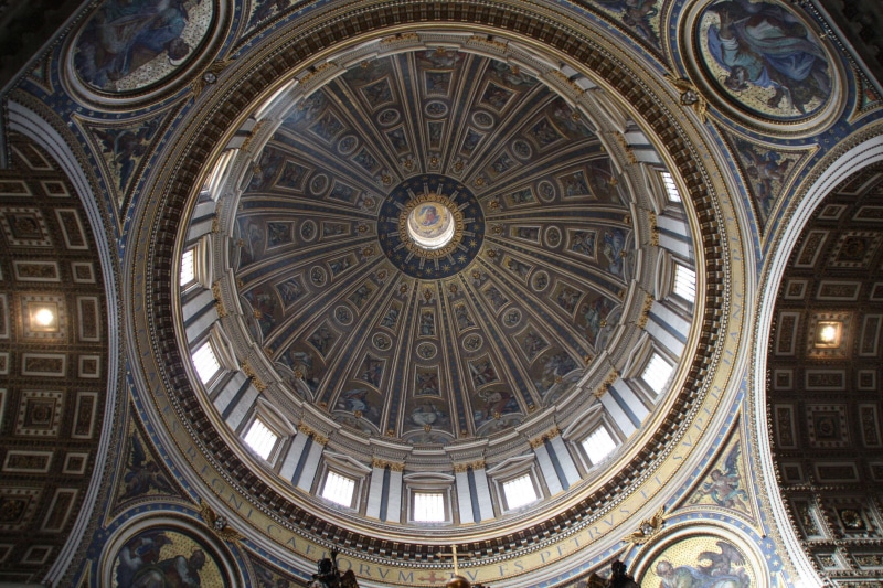 no people, city, design, culture, wormss eye view, architecture and art, travel, directly below, ceiling, built structure, shape, patterns, st peters basilica