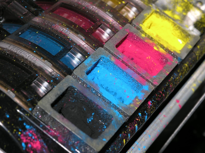 backgrounds, personal accessory, mixed, photo, no people, printer, multi colored, messy, photo copy powder, contamination, cartridge, photocopy, digital