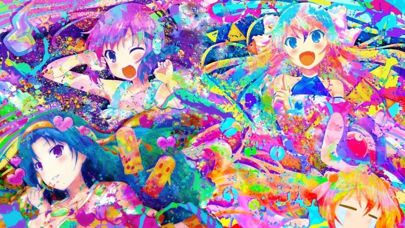 paintings, pattern, backgrounds, anime girls, textured, multi colored, creativity, variation, art and craft, abstract, messy, open mouth, colorful, full frame