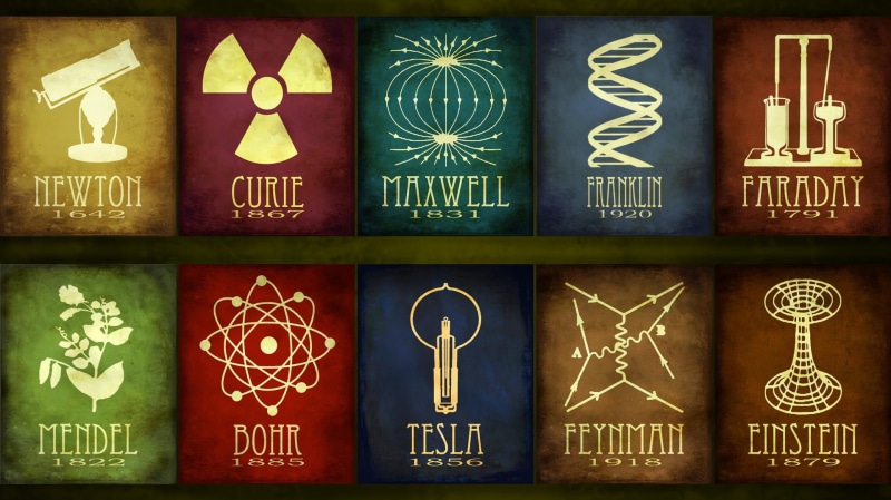 1080P, Faraday, Maria Skłodowska Curie, Albert Einstein, physics, Nikola Tesla, Niels Bohr, Chemistry, Isaac Newton, science